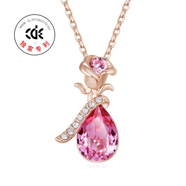 with pendant fashion swarovski crystal rose and necklace clavicle chain, Silver
with pendant fashion swarovski crystal rose and necklace clavicle chain, Silver