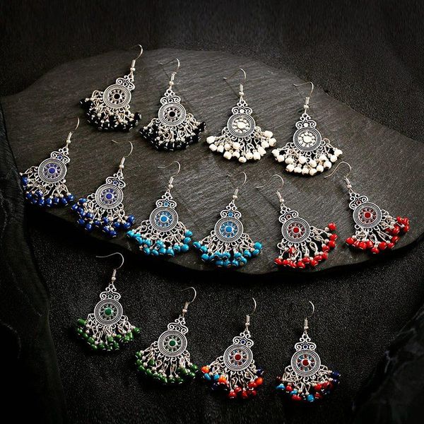 dangle & chandelier antique metal geometric earring jhumka gypsy afghan jewelry boho ethnic multicolor beads tassel drop earrings for women, Silver
dangle & chandelier antique metal geometric earring jhumka gypsy afghan jewelry boho ethnic multicolor beads tassel drop earrings for women, Silver