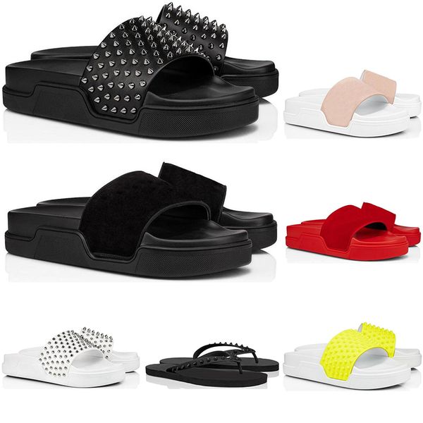 red bottom slippers for men women fashion slides triple black white pink spikes mens flat flip flops beach l platform sandals
red bottom slippers for men women fashion slides triple black white pink spikes mens flat flip flops beach l platform sandals