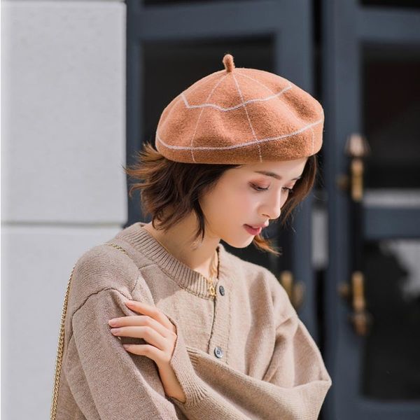 s-maqiao warm wool winter women plaid beret french artist beanie hat cap for sweet knit hat girl gift autumn hats 201009, Blue;gray
s-maqiao warm wool winter women plaid beret french artist beanie hat cap for sweet knit hat girl gift autumn hats 201009, Blue;gray