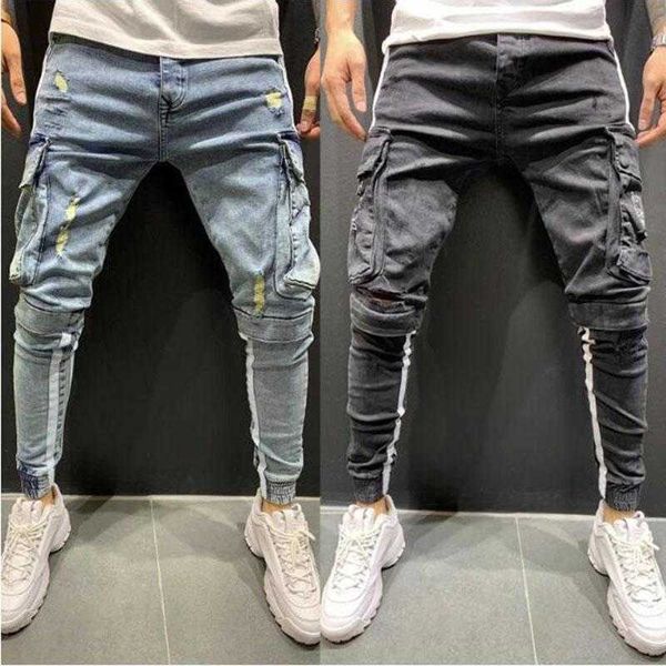 men's jeans mens trousers with multi-pocket slim are in europe and america for fall/winter 2021, Blue
men's jeans mens trousers with multi-pocket slim are in europe and america for fall/winter 2021, Blue