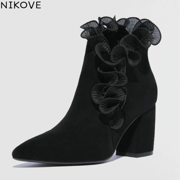 NIKOVE 2020 Women Boots Slip on Basic Sewing Kid Suede Square High Heels Shoes Ankle Boots Flock Winter Woman Shoes Size 34-42, Black
NIKOVE 2020 Women Boots Slip on Basic Sewing Kid Suede Square High Heels Shoes Ankle Boots Flock Winter Woman Shoes Size 34-42, Black