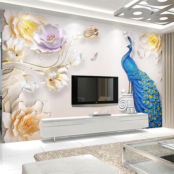 custom european jewelry embossed three-dimensional simplicity peacock painting wallpaper sofa home background 3d wall painting
custom european jewelry embossed three-dimensional simplicity peacock painting wallpaper sofa home background 3d wall painting