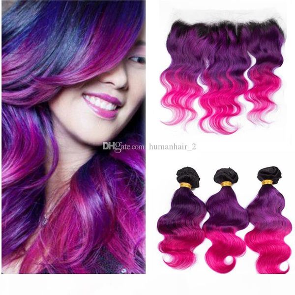 three tone human hair wefts with lace frontal closure 1b purple pink ombre hair with lace frontal closure 4pcs lot, Black;brown
three tone human hair wefts with lace frontal closure 1b purple pink ombre hair with lace frontal closure 4pcs lot, Black;brown