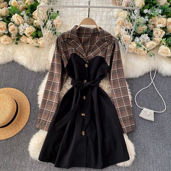 2021 new singiny design splice plaid blouse dress women's turtleneck noched button the line dressed in autumn fashion streetwear short, Black;gray
2021 new singiny design splice plaid blouse dress women's turtleneck noched button the line dressed in autumn fashion streetwear short, Black;gray