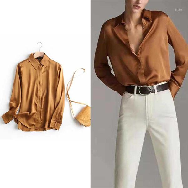 2020 spring women fashion long sleeves satin blouse vintage femme street shirts elegant imitation silk blouse1, White
2020 spring women fashion long sleeves satin blouse vintage femme street shirts elegant imitation silk blouse1, White