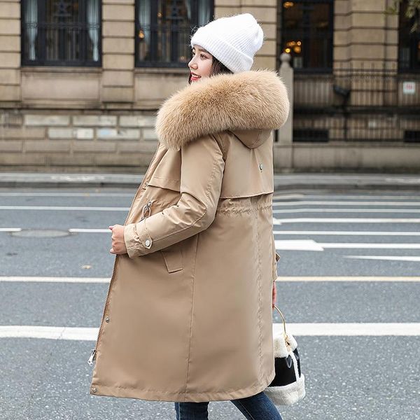 2021 winter jackets women's solid long hooded parkas woman plus size with fur collar thick korean style slim female cold coat, Black
2021 winter jackets women's solid long hooded parkas woman plus size with fur collar thick korean style slim female cold coat, Black