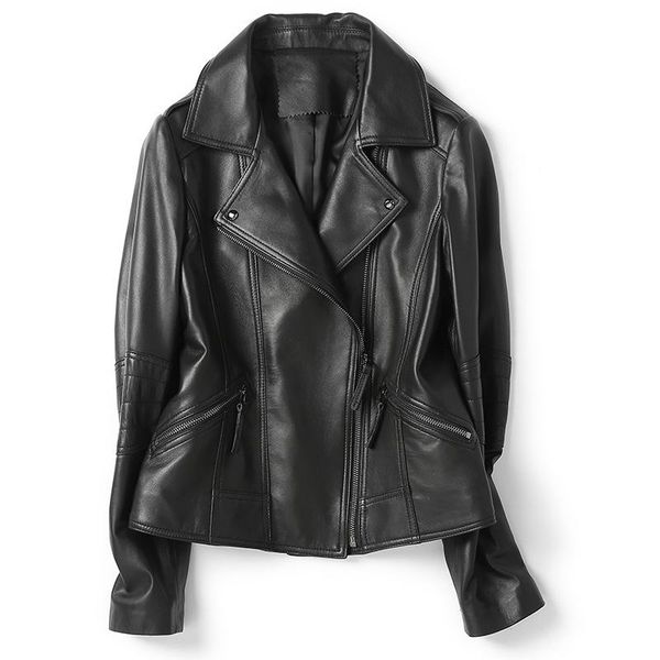 women's leather & faux 2021 spring and autumn korean locomotive jacket sheep manufacturer direct sales, Black
women's leather & faux 2021 spring and autumn korean locomotive jacket sheep manufacturer direct sales, Black