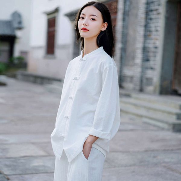cotton hemp new products in autumn and winter of 2020 guofeng stand collar button shirt women's coat morning exercise taiji suit, White
cotton hemp new products in autumn and winter of 2020 guofeng stand collar button shirt women's coat morning exercise taiji suit, White