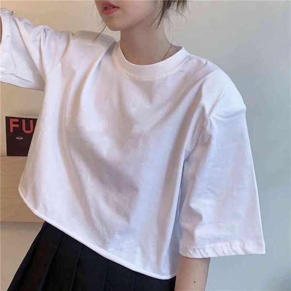 women's t-shirt t-shirts short sleeves, cropped solid, sexy, elegant, korean fashion, harajuku style, for girls, loose, casual xk81, White
women's t-shirt t-shirts short sleeves, cropped solid, sexy, elegant, korean fashion, harajuku style, for girls, loose, casual xk81, White