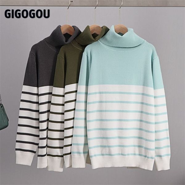 gigogou euro american style oversized women's sweater long sleeve striped thick warm knitwear loose soft female jumpermujer 201222, White;black
gigogou euro american style oversized women's sweater long sleeve striped thick warm knitwear loose soft female jumpermujer 201222, White;black