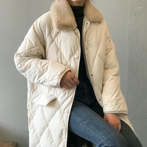 winter 2020 new korean medium length cotton coat women's hair collar diamond pattern loose down cotton coat 0711, Black
winter 2020 new korean medium length cotton coat women's hair collar diamond pattern loose down cotton coat 0711, Black