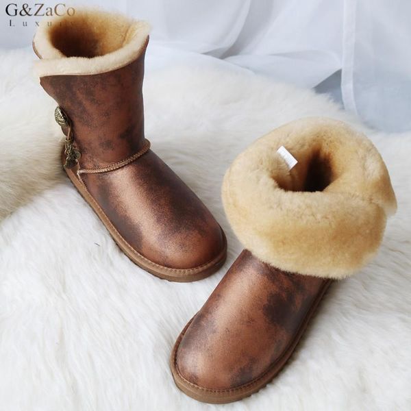 g&zaco luxury winter snow boots real wool natural sheepskin boots mid calf metal button genuine leather women rubber, Black
g&zaco luxury winter snow boots real wool natural sheepskin boots mid calf metal button genuine leather women rubber, Black