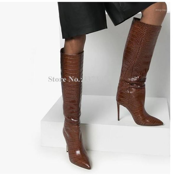 boots brown pink crocodile leather women knee high stiletto heel fashion long lady large size party1, Black
boots brown pink crocodile leather women knee high stiletto heel fashion long lady large size party1, Black