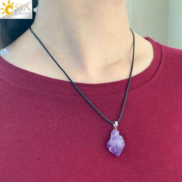 csja irregular natural healing stone pendants pink quartz fluorite purple crystal pendulum necklace for women men jewe qylacw, Black
csja irregular natural healing stone pendants pink quartz fluorite purple crystal pendulum necklace for women men jewe qylacw, Black