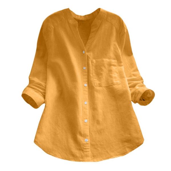 new women's casual solid long sleeve shirt pockets v-neck blouse button cotton linen spring plus size women bluzka damska, White
new women's casual solid long sleeve shirt pockets v-neck blouse button cotton linen spring plus size women bluzka damska, White