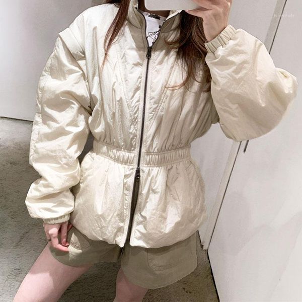 women's jackets women jacket 2021 spring and summer elastic waist zipper black white coat1, Black;brown
women's jackets women jacket 2021 spring and summer elastic waist zipper black white coat1, Black;brown