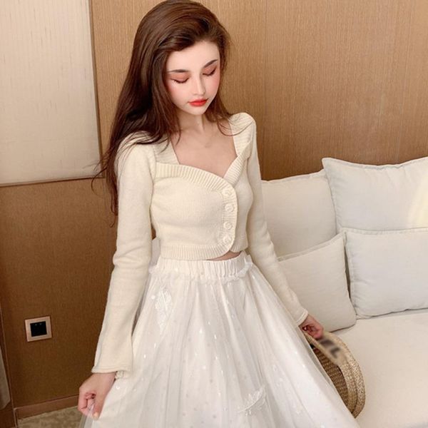 women's knits & tees women cardigan knitted navel exposed long sleeve v-neck casual fall outfits solid color knitwear, White
women's knits & tees women cardigan knitted navel exposed long sleeve v-neck casual fall outfits solid color knitwear, White