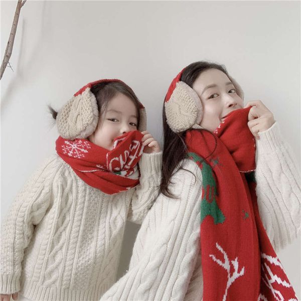 and scarf, parent-child knitted christmas children's neck earmuff dual purpose wool thickened warm scarf for women tw2r, Red;brown
and scarf, parent-child knitted christmas children's neck earmuff dual purpose wool thickened warm scarf for women tw2r, Red;brown