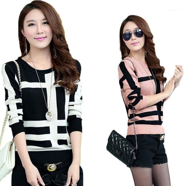 women autumn knit sweater korean blue pink short cotton sweater women casual winter plaid clothing plus size 4xl jk1, White;black
women autumn knit sweater korean blue pink short cotton sweater women casual winter plaid clothing plus size 4xl jk1, White;black