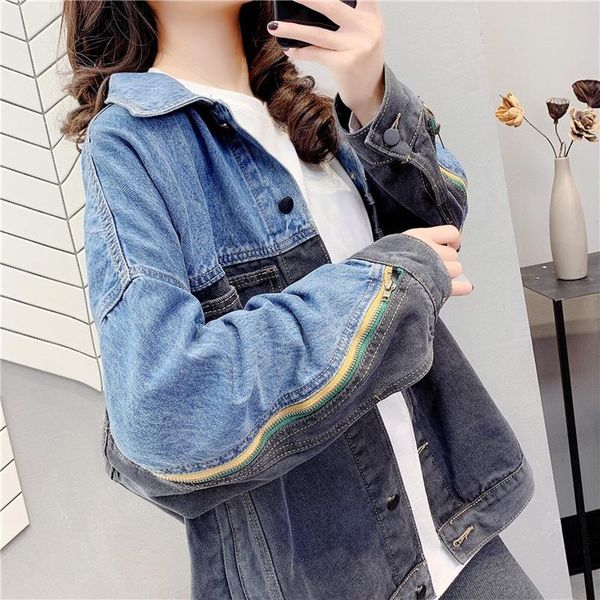 denim jacket female spring 2020 new korean plus size tooling jacket loose wild lazy retro flavor stitching fashion coat zy100, Black;brown
denim jacket female spring 2020 new korean plus size tooling jacket loose wild lazy retro flavor stitching fashion coat zy100, Black;brown