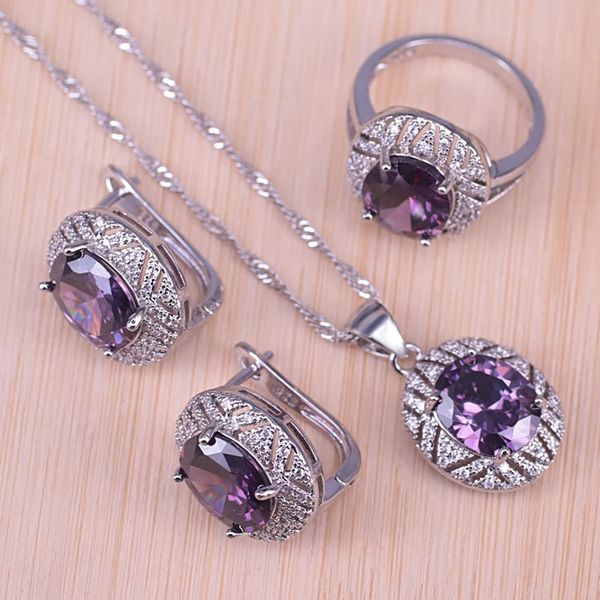 risenj silver color jewelry for wedding purple crystal white cubic zirconia hoop earrings ring necklace set for women 201222, Slivery;crystal
risenj silver color jewelry for wedding purple crystal white cubic zirconia hoop earrings ring necklace set for women 201222, Slivery;crystal