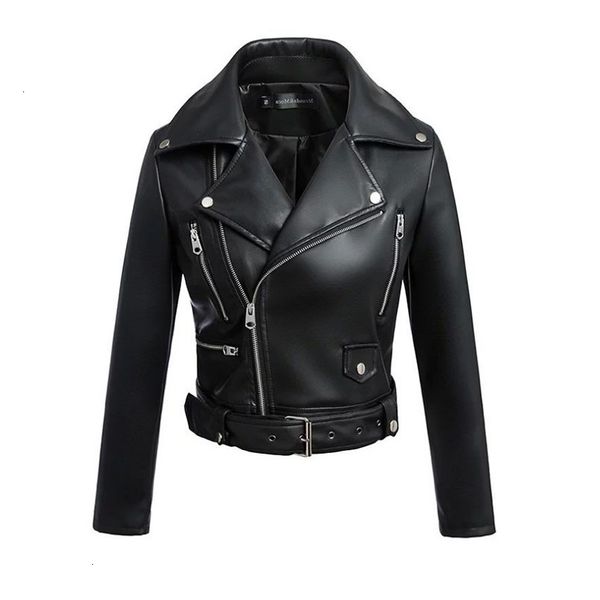 women's synthetic leather outerwear, belt jacket and zipper, black, punk, to fall, clothing, 2020 
women's synthetic leather outerwear, belt jacket and zipper, black, punk, to fall, clothing, 2020