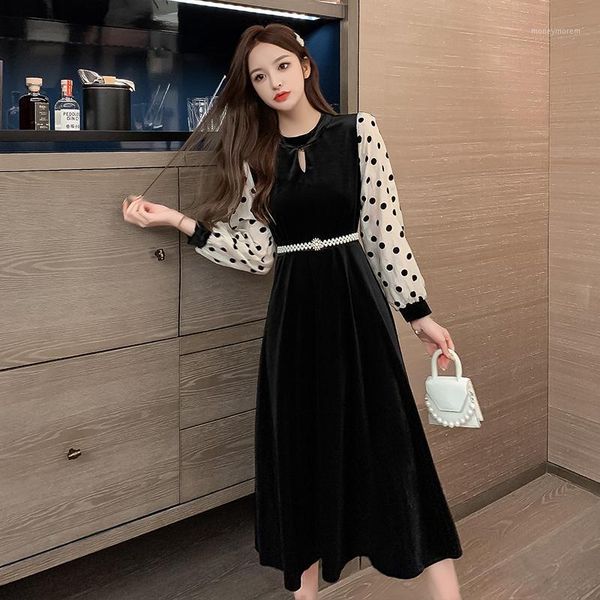 fashion women's dress 2020 autumn and winter new temperament fight reception waist is thin polka dot dress1, Black;gray
fashion women's dress 2020 autumn and winter new temperament fight reception waist is thin polka dot dress1, Black;gray