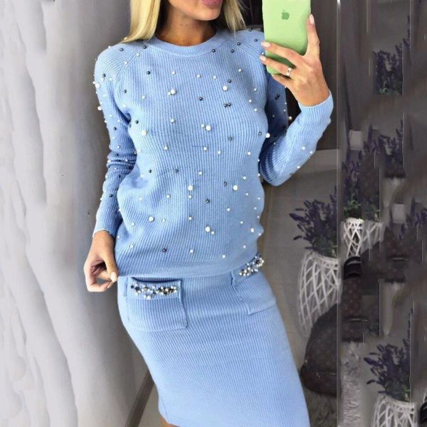 winter autumn sweater set for women o neck 2 piece sets office lady knit pullover beading elastic waist skirt outfits, Gray
winter autumn sweater set for women o neck 2 piece sets office lady knit pullover beading elastic waist skirt outfits, Gray
