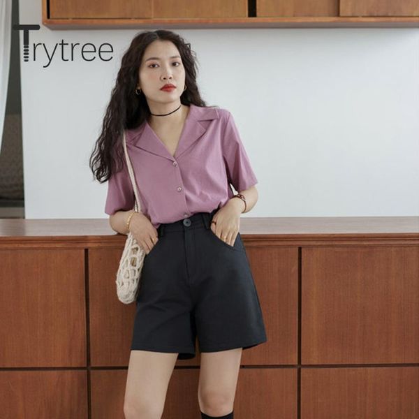 trytree summer women casual blouse turn-down collar single breasted solid solid 3 color fashion all-purpose style blouse, White
trytree summer women casual blouse turn-down collar single breasted solid solid 3 color fashion all-purpose style blouse, White