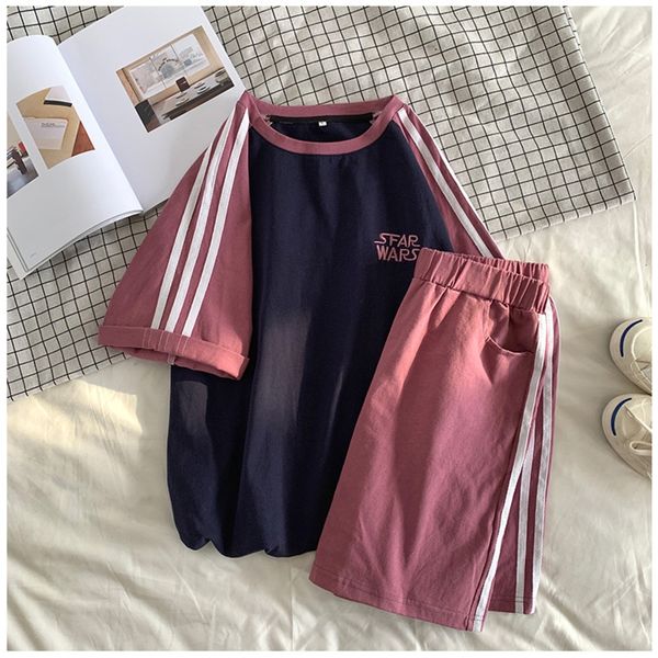 ins super sports suit short-sleeved t-shirt women's summer korean style loose two-piece suit western style trendy pants casual pantsund, Gray 
ins super sports suit short-sleeved t-shirt women's summer korean style loose two-piece suit western style trendy pants casual pantsund, Gray