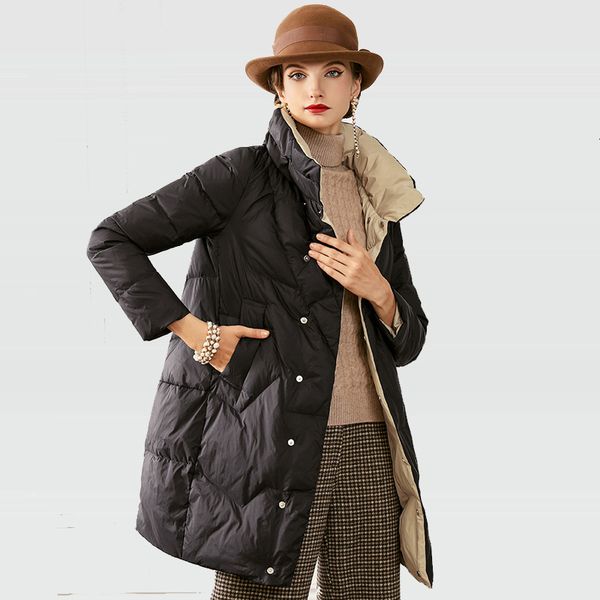 winter coat with collar up for women, long feather coat, white duck feather, warm windproof street clothing, 2020
winter coat with collar up for women, long feather coat, white duck feather, warm windproof street clothing, 2020