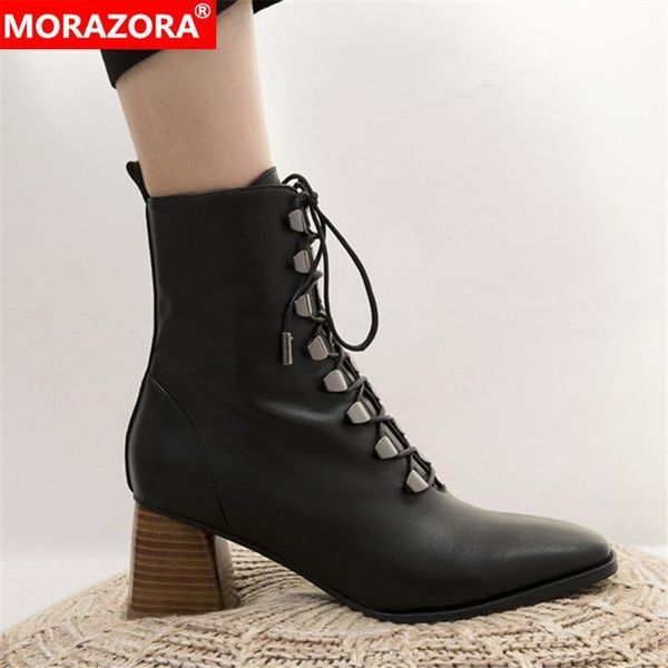 morazora 2020 big size 33-42 genuine leather ankle boots fashion lace up high heels ladies shoes solid black winter women boots1
morazora 2020 big size 33-42 genuine leather ankle boots fashion lace up high heels ladies shoes solid black winter women boots1