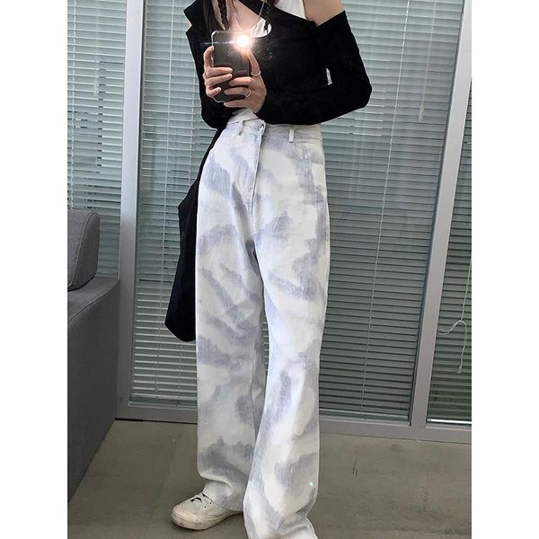 high-waisted ink tie-dye jeans bf straight loose high-waisted wide-leg pants student versatile jeans women, Blue
high-waisted ink tie-dye jeans bf straight loose high-waisted wide-leg pants student versatile jeans women, Blue