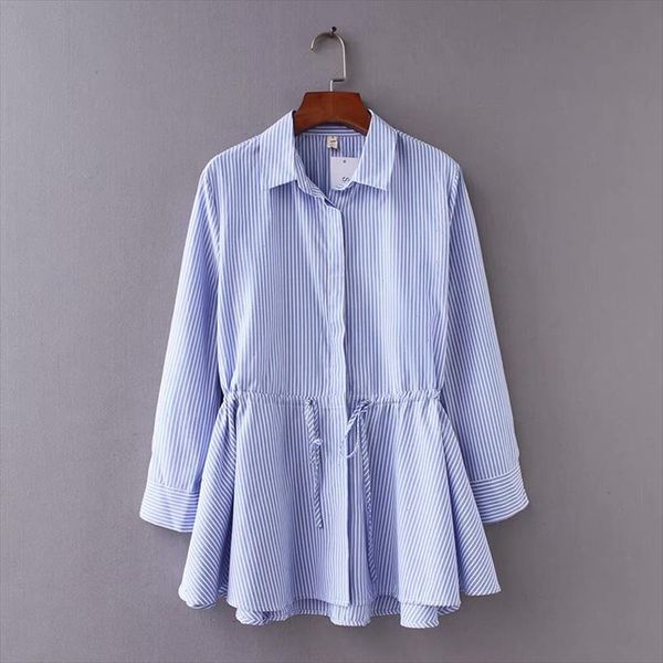 women vintage long sleeve striped loose hem smock shirt blouses women waist drawstring casual business femininas blusas ls2563, White
women vintage long sleeve striped loose hem smock shirt blouses women waist drawstring casual business femininas blusas ls2563, White