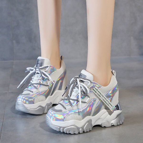2021 the new laser silver super high heels fashionable lace up women's thick growing woman's tall shoes 2ti0, Black
2021 the new laser silver super high heels fashionable lace up women's thick growing woman's tall shoes 2ti0, Black