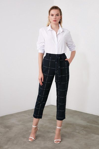 women's belted straight cut checkered trousers 2021 fashion casual wear sports elegant use, Black;white
women's belted straight cut checkered trousers 2021 fashion casual wear sports elegant use, Black;white