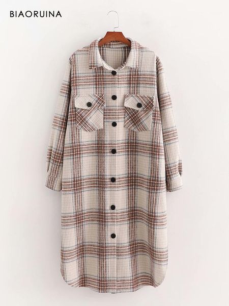 biaoruina 2020 autumn winter new fashion versatile vintage woolen plaid loose casual long jacket high street classic coat1, Black
biaoruina 2020 autumn winter new fashion versatile vintage woolen plaid loose casual long jacket high street classic coat1, Black