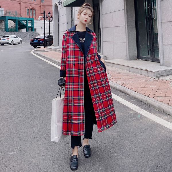 2021 new female blouse spring new korean late fall lapel red plaid denim sewing wear a fashion belt trench coat 4x nkcr, Black;brown
2021 new female blouse spring new korean late fall lapel red plaid denim sewing wear a fashion belt trench coat 4x nkcr, Black;brown