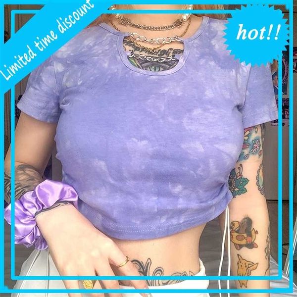 women's clothing 2021 summer new fashion dyed round neck tie open navel t-shirt, White
women's clothing 2021 summer new fashion dyed round neck tie open navel t-shirt, White
