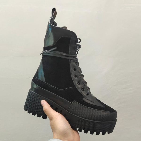 boots luxury shoes women designers thick bottom platform woman lace up mixed color real leather short ankle boots1, Black
boots luxury shoes women designers thick bottom platform woman lace up mixed color real leather short ankle boots1, Black