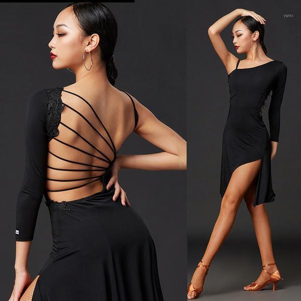 2020 new latin dance performance dress single-sleeve backless dress woman samba tango salsa dance practice clothes dwy42851, Black;red
2020 new latin dance performance dress single-sleeve backless dress woman samba tango salsa dance practice clothes dwy42851, Black;red