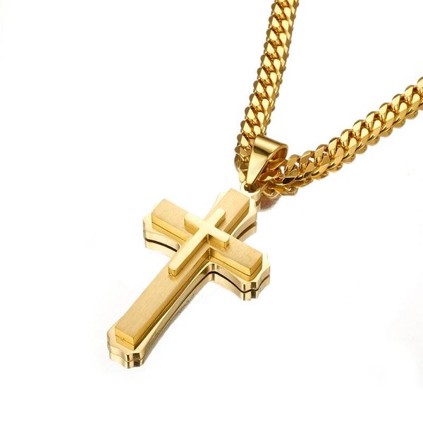 male necklaces gold filled stainless shiny cross pendant curb cuban chain for mens party jewelry christmas gift, Silver
male necklaces gold filled stainless shiny cross pendant curb cuban chain for mens party jewelry christmas gift, Silver