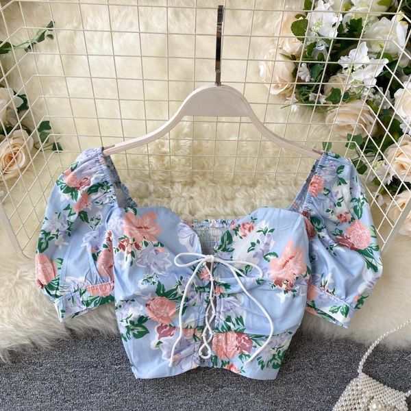 women short puffed sleeves 2020 fashion new female lace-up short crop print blouse slash neck shirts l9351, White
women short puffed sleeves 2020 fashion new female lace-up short crop print blouse slash neck shirts l9351, White