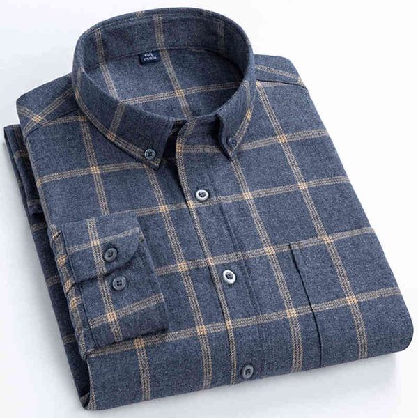 men's fashion brushed flannel plaid button-down shirts single patch pocket long sleeve standard-fit thick gingham casual shirt w220216, White;black
men's fashion brushed flannel plaid button-down shirts single patch pocket long sleeve standard-fit thick gingham casual shirt w220216, White;black