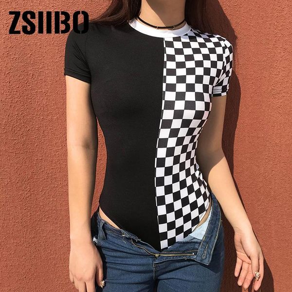 women's jumpsuits & rompers plaid stitching round neck short sleeve slim t-shirt jumpsuit tights printed shoulder black clothes, Black;white
women's jumpsuits & rompers plaid stitching round neck short sleeve slim t-shirt jumpsuit tights printed shoulder black clothes, Black;white