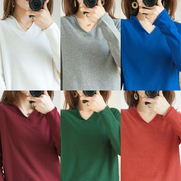 w19jv combed cotton knitted long spring hooded women's pullover pulloverbottoming sleeve loose pullover pulloverv-neck casual shirt 4, White;black
w19jv combed cotton knitted long spring hooded women's pullover pulloverbottoming sleeve loose pullover pulloverv-neck casual shirt 4, White;black