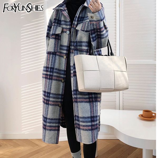 foryunshes women winter woolen coats 2020 female plaid print retro warm thick long jacket outercoats korean style outwear q1219, Black
foryunshes women winter woolen coats 2020 female plaid print retro warm thick long jacket outercoats korean style outwear q1219, Black