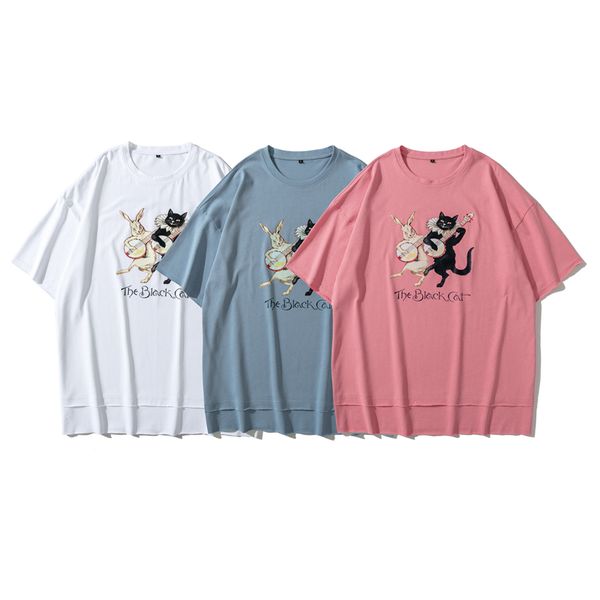 europe spring summer oversize guita black cat print split hip hop tshirt t shirts men women cotton tee, White;black
europe spring summer oversize guita black cat print split hip hop tshirt t shirts men women cotton tee, White;black