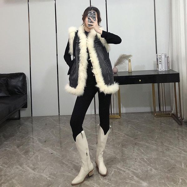 women's vests autumn and winter suit korean version of european american fan gaojie denim vest jacket long-sleeved fur ins, Black;white
women's vests autumn and winter suit korean version of european american fan gaojie denim vest jacket long-sleeved fur ins, Black;white